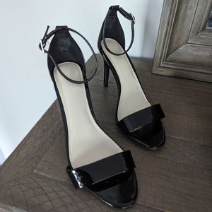 3.25in Black Patent Ankle Strap Heels